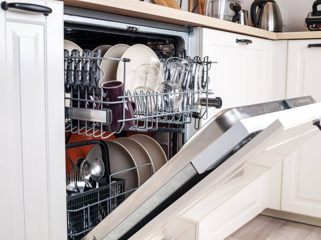 dishwasher with washed dishes